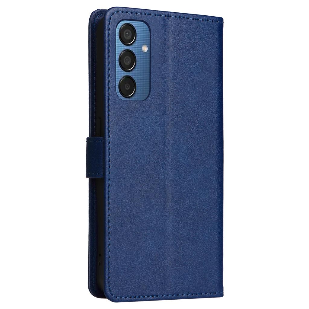 Für Samsung Galaxy M15 5G Hülle Einfarbiges Leder Handyhülle Brieftasche Ständer mit Trageband