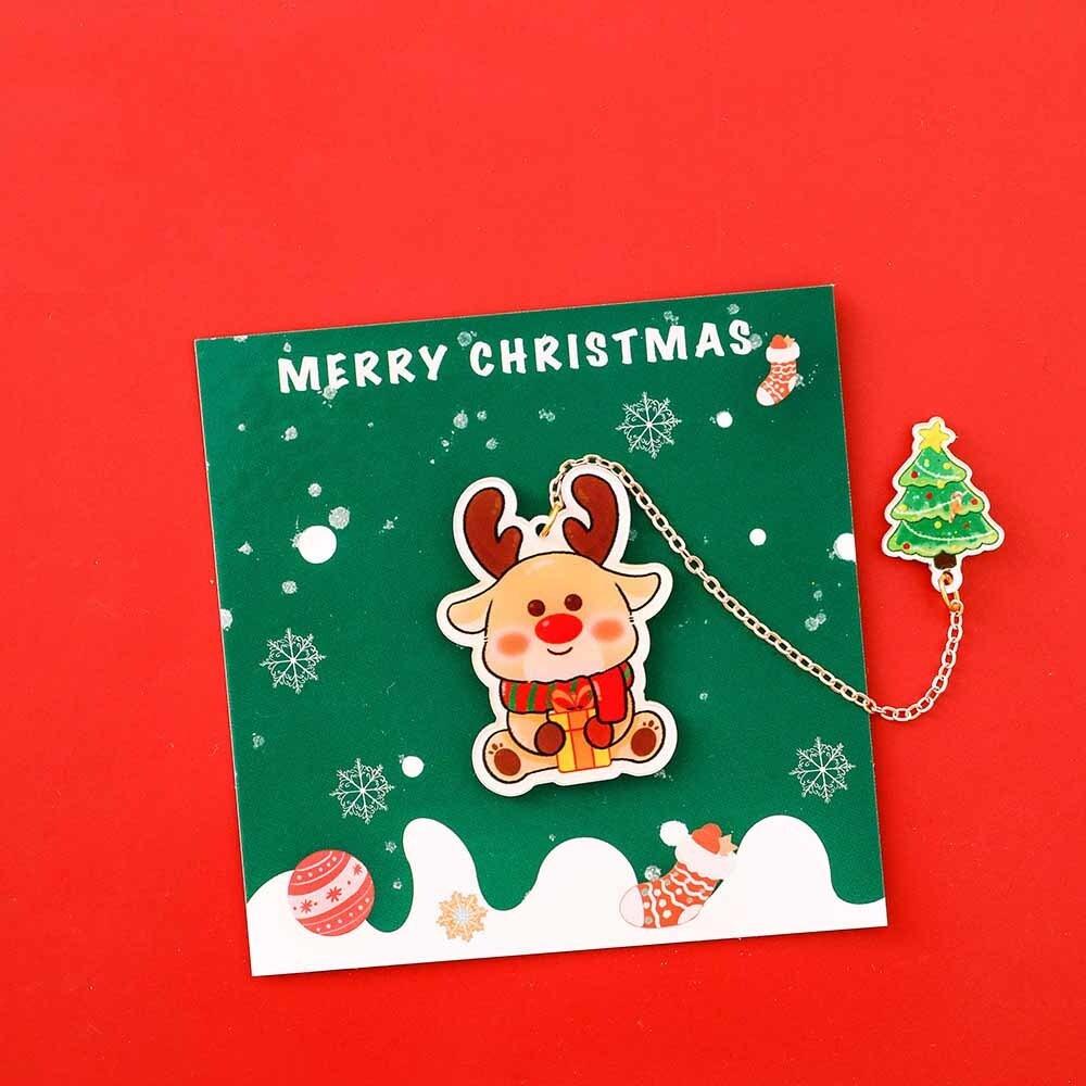1 Piece Cartoon Christmas Metal Santa Claus Acrylic Pendant Bookmark School Office Supplies Bookmarks Cute Stationery