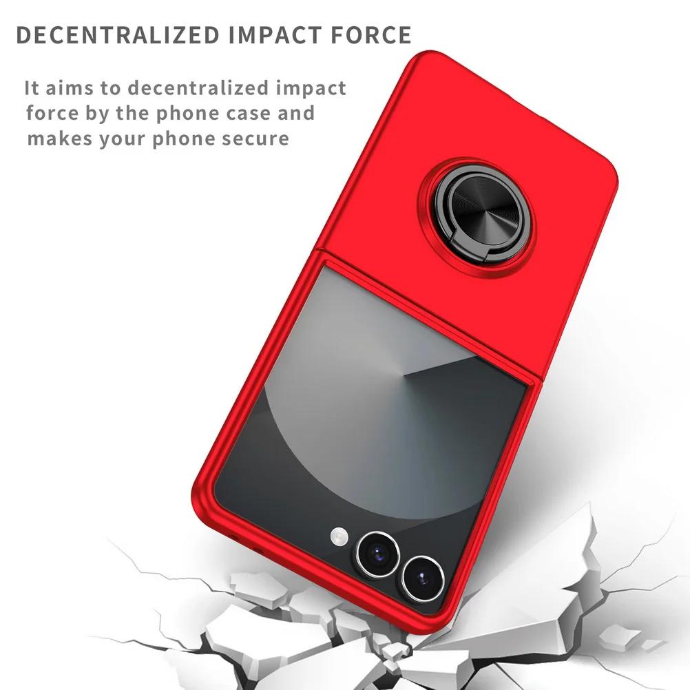 Ultra Thin Matte Feel Metal Rotatable Ring Holder Phone Case for Samsung Galaxy Z Flip 7 7FE 6 5 4 3 Shockproof Protect Back Cover