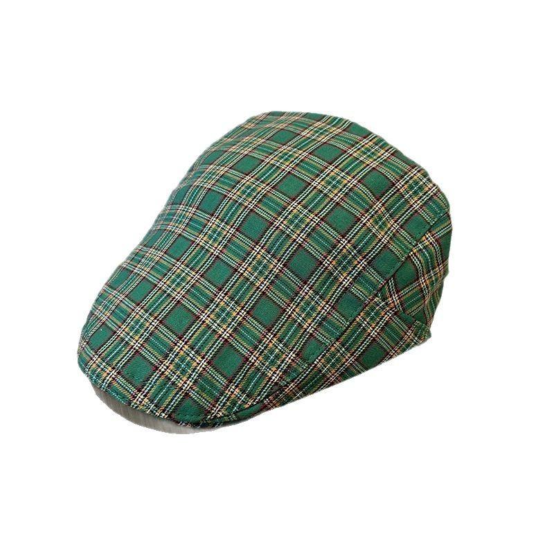 Checkered Vintage Pattern Beret Hat With Breathable Cotton For Women Fashion