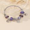 Handmade Beaded Bracelet With Crystal Beads Alloy Leaf Butterfly Pendant And Sparkling Rhinestone Charm