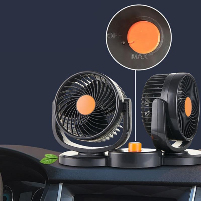 Car Fan Double Head USB Fan for Car with Powerful Cooling 360 Rotation 3Wind Speed Desk Fan for SUV Truck Home