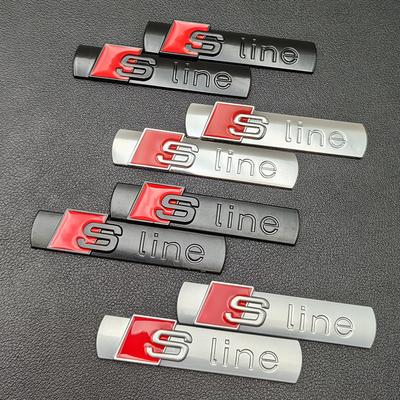 2 pièces Logo Sline Métal 3D Emblème S LINE Autocollant Badge d'aile de voiture Pour f2 A1 A2 A3 A4 A5 A6 A7 Q2 Q3 Q5 Q7 SQ5 RS5 TT Accessoires