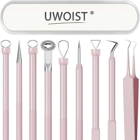 Pimple Popper Tool Kit Blackhead Remover Tools (5 Piece Kit), Professional Stainless Black Head Remover for face, Risk Free Treatment Pimple PINK set