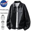NASA MARVEL Herren Freizeitjacke mit Revers aus Kunstleder