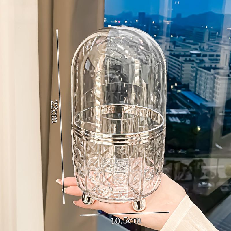 

Rotating Cosmetic Makeup Organizer Storage Tube with Lid Clear Organizer Box Makeup Brush Holder Acrylic Organizers Bathroom чистий