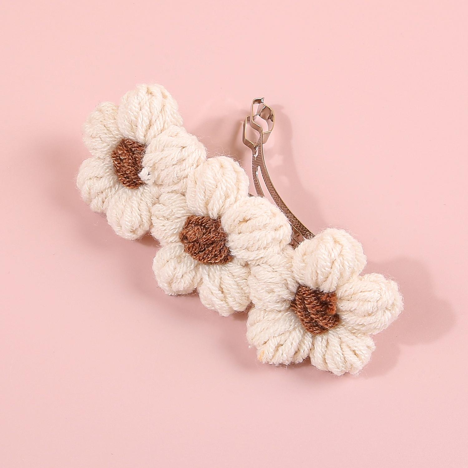 

1/4 шт. Модные вязаные цветы Заколки для волос Цветок Французские заколки Женские Девичьи Зажимы для волос Держатель для хвостика Аксессуары для волос