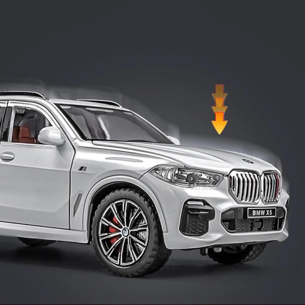 1:24 BMW X5 Models Miniature Cars Toy SUV 6 Doors Opened Vehicles Rubber Tires with Sound Light Car Children's Educational Toys