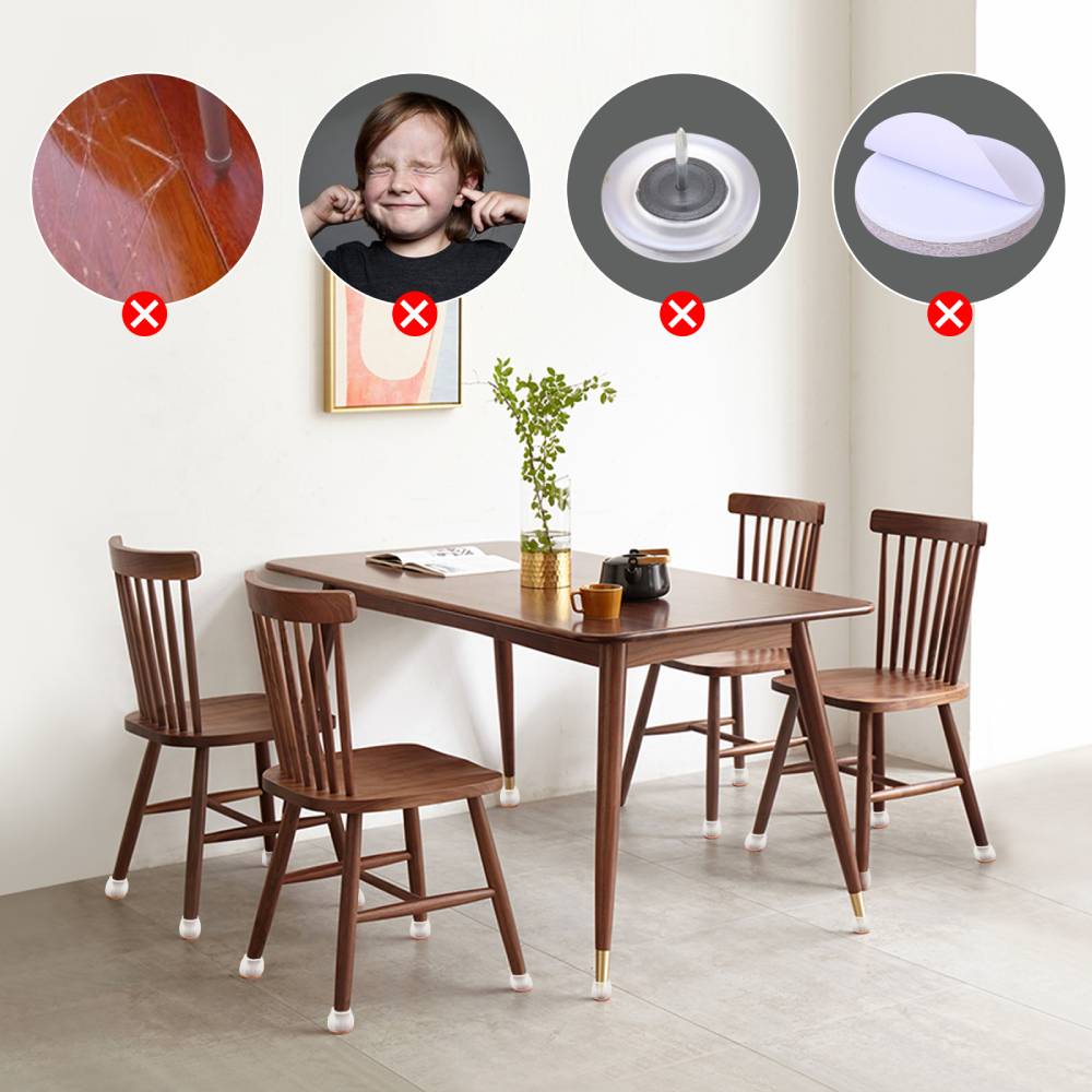 16PCS Chair Leg Cover with Felt Pads Furniture Feet Caps TPE Round Square Anti Slip Table Leg Mat Floor Protectors Socks