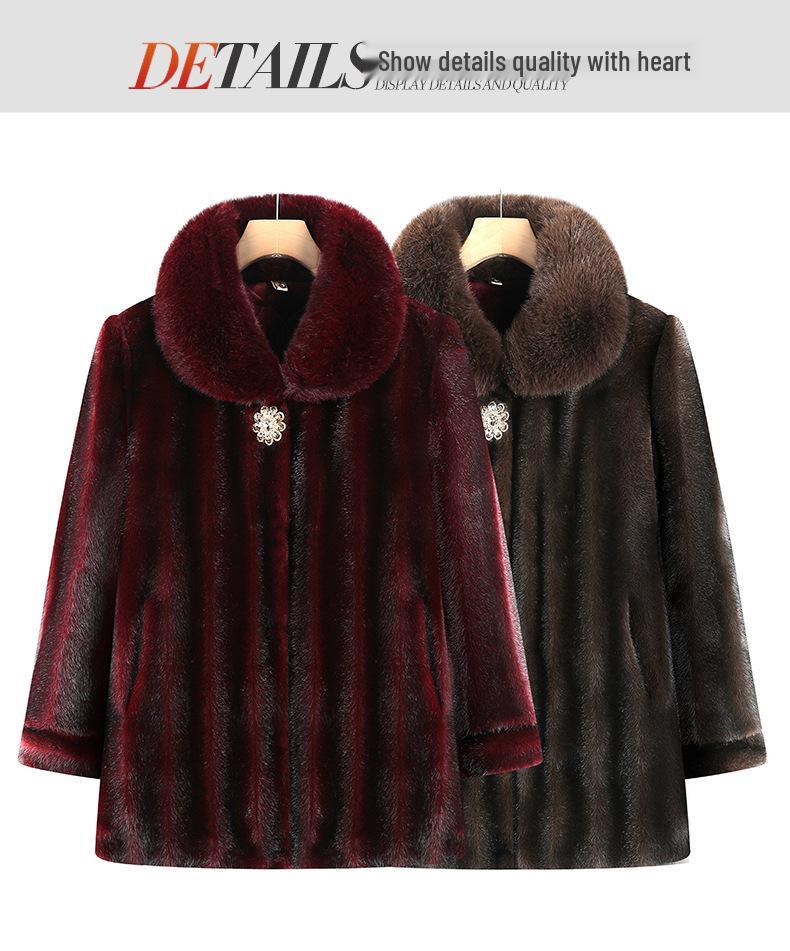 Faux Fur Coat for Women: Grandma Style, Thickened Winter Wear, Mink Velvet for Middle-Aged and Elderly