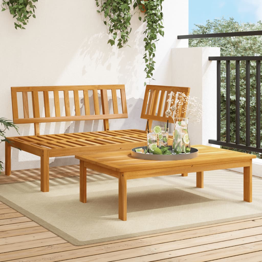2 Piece Pallet Garden Sofa Set Made of Solid Acacia Wood