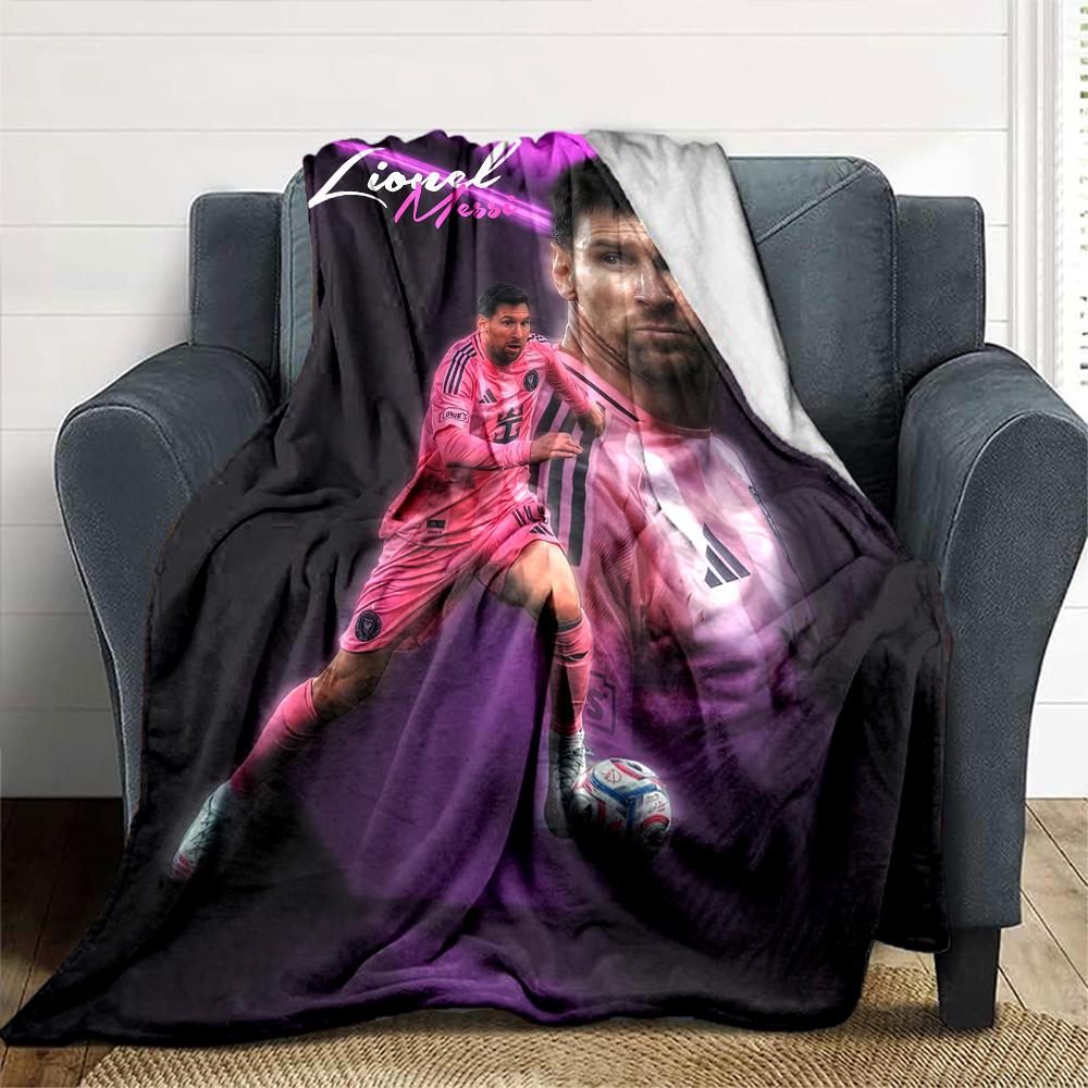 Pink Stripes Soccer Star Blanket Comfortable Perfect for Bed Chair Livingroom All-Season Use Digital Print Best Holiday Gift for Friends Family