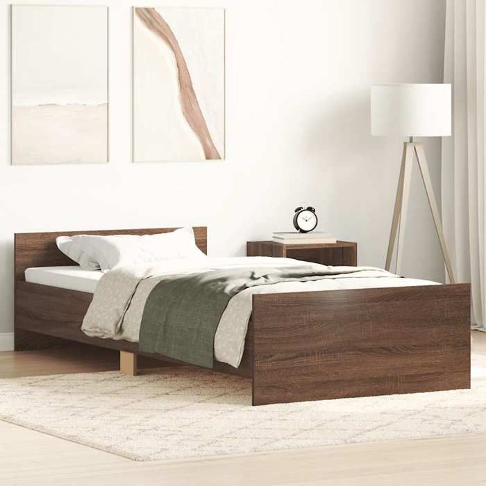 VidaXL Bed Frames Brown Oak 90x190 Cm Engineered Wood 835945