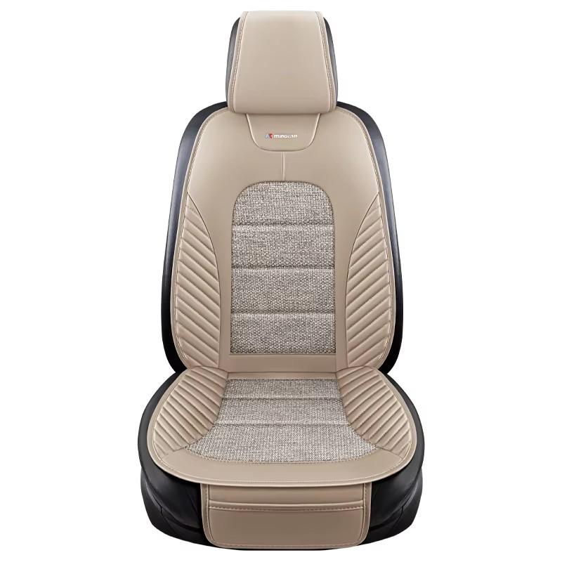 1pc All-Season Universal Car Seat Cushion – Breathable Nappa Leather & Linen-Texture Fabric, Fit for Most Cars, SUVs, and Trucks