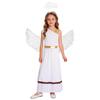 Girls 3 Pieces Greek God Roman Costume Outfit Metallic Gloss Patchwork Sleeveless Dress with Feather Angel Wings and Hair Hoop Cosplay Stage