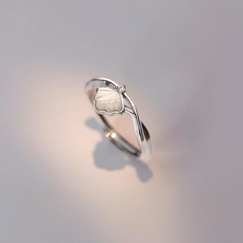 High-End 925 Silver Plated Women's Shell Ring, Adjustable, Ideal Valentine's Day Gift