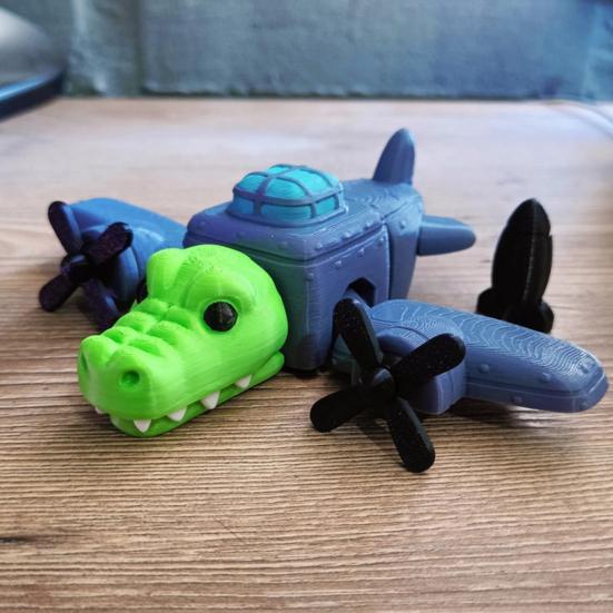 3D Printed Crocodile Ornament Portable Animal Fidget Toy Flexible Bomber Crocodile Stress