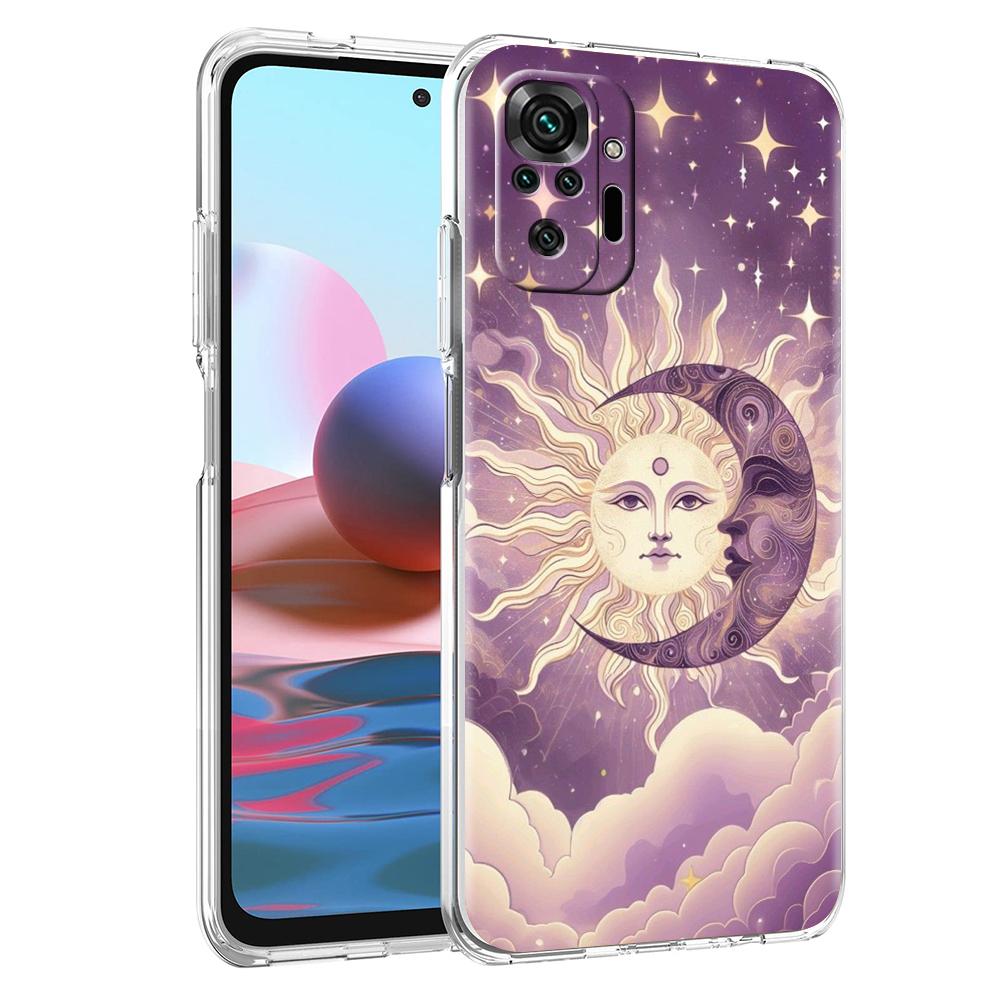 Moon Sun Transparent Phone Case for Redmi 13C 12C 10C Note 13 12 11 11T K40 Gaming Plus Pro 4G 5G Soft Cover Shell Fundas Capas