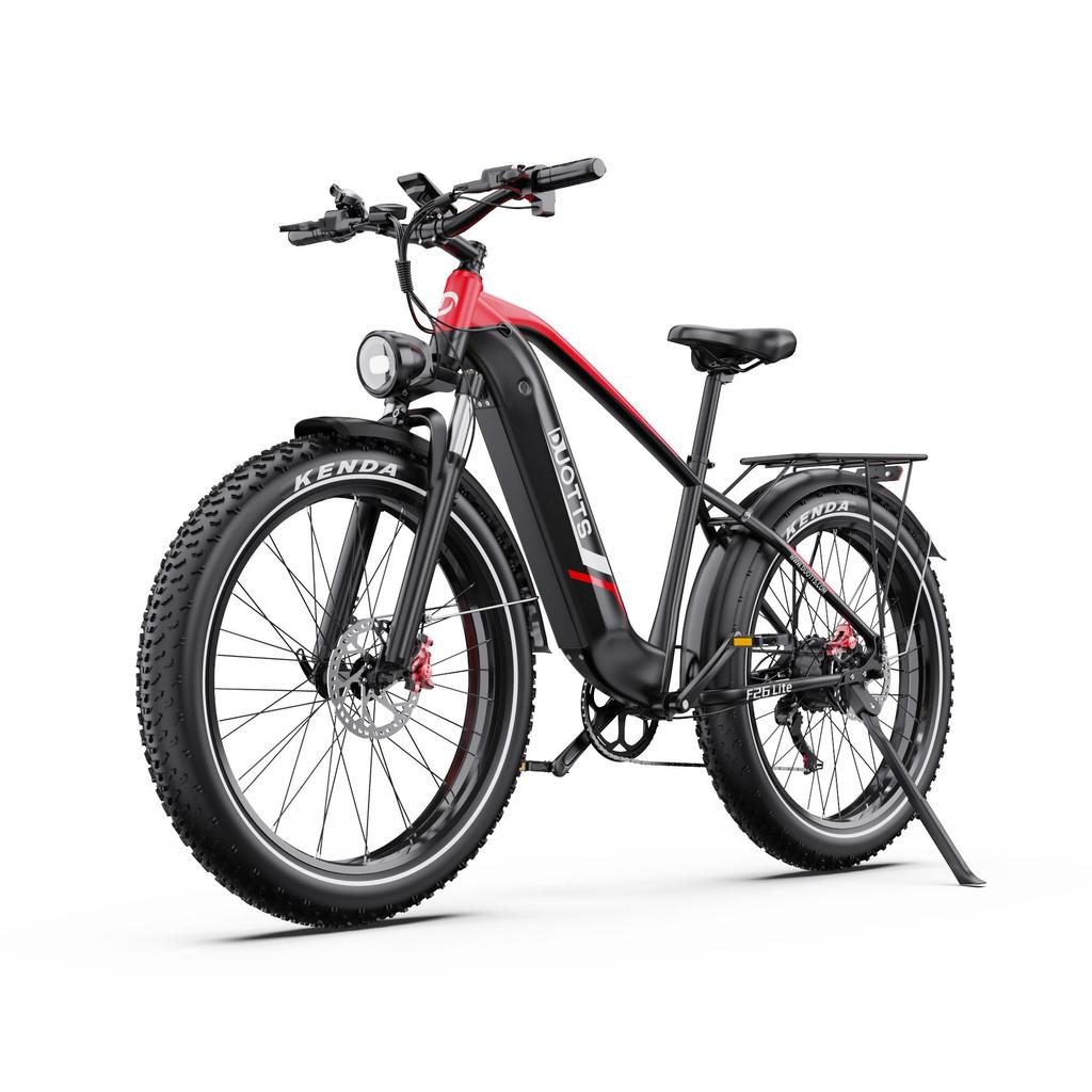 DUOTTS F26 Lite 48V 500W Electric Bike for Adults, 26"x4.0" Fat Tire E-Bike, 45-90km Range, Shimano 7-Speed, Black Red/Silver White