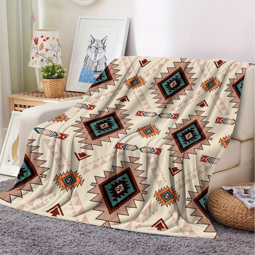 Boho Collection Printed Throw Blanket Vintage Flannel Cover Blanket Soft Cozy Sofa Napping Blanket Bed Blanket Office Blanket