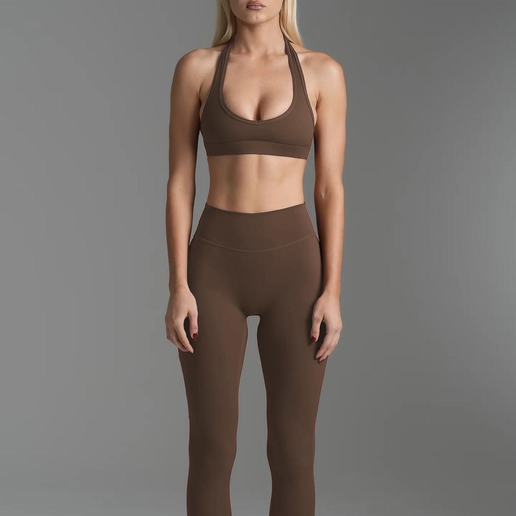 Show chest, neck, sexy back, sports yoga suit, women's fitness, sports leggings, Pilates two-piece set