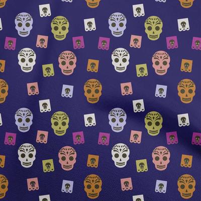 Cotton Flex Navy Blue Fabric Skull Craft Projects Decor Fabric Printed By The Yard 40 Inch