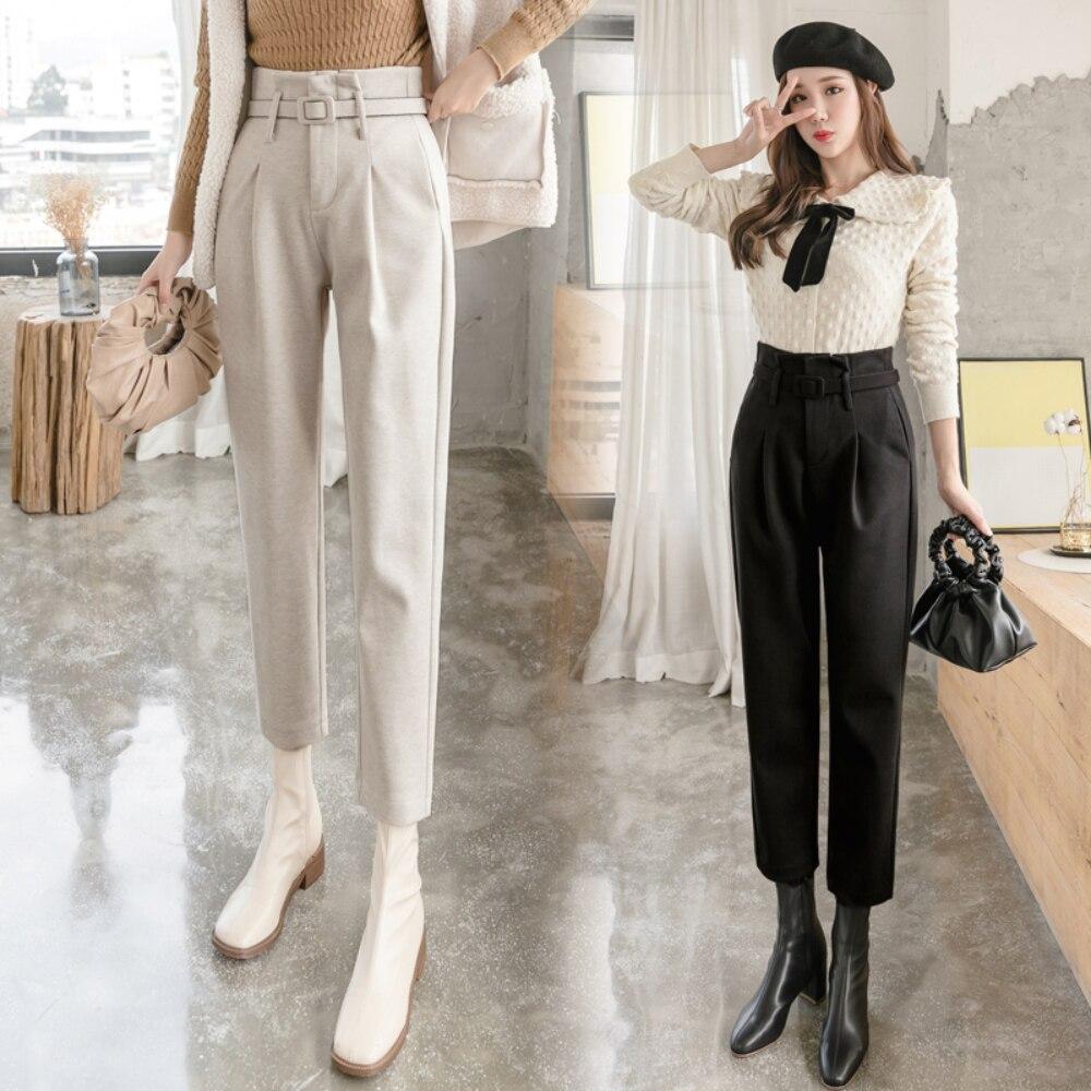 

Новые зимние женские утепленные брюки в корейском стиле с высокой талией, тонкие женские элегантные повседневные эластичные брюки, шаровары в стиле Харадзюку XXL абрикосовый