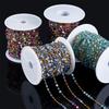 Chaîne de 1m en Acier Inoxydable Couleur Mixte Pierre Naturelle Décoration de Pompon de Rideau DIY Sangle de Perles de Cristal 3.2mm Décoration de Mariage et de Fête