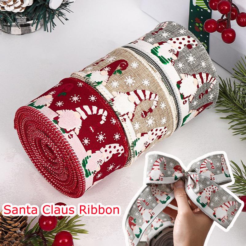 5m Flax-Like Hemming Band Santa Claus Ribbon Decorative Craft Ribbon Santa Claus Craft Tape
