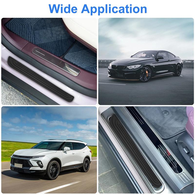 4Pcs Rubber Car Door Sill Scuff Covers Black Door Panel Guards Protector Trim Anti-Scratch Exterior Parts Car Decor Accessories