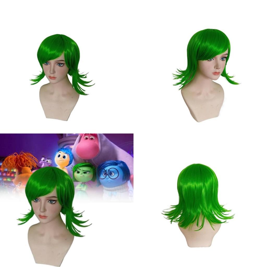 Superior Quality Inside Out Disgust Character Cosplay Wig Long Curly Synthetic Hair