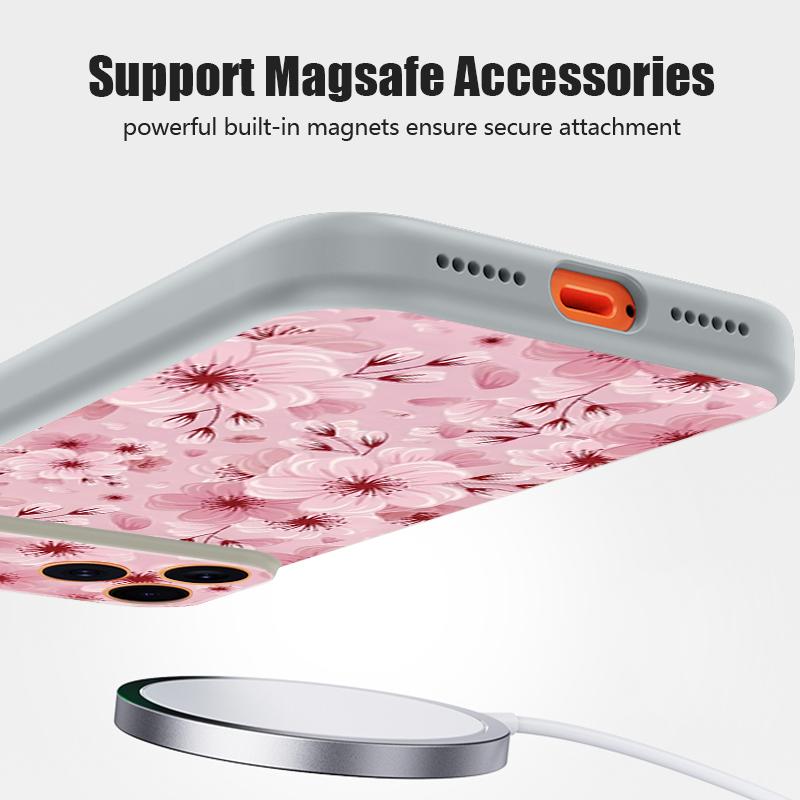 Full Screen Peach Blossoms Case For iPhone 17 Pro Max Magnetic For Magsafe Skin Feeling Cover For iPhone 16 15 14 13 Pro Max