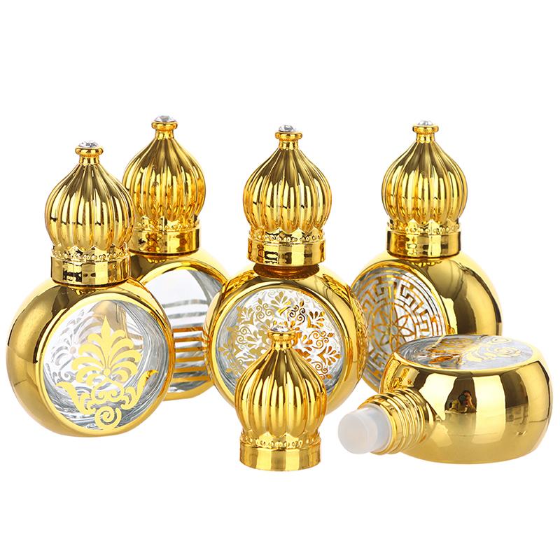 10Ml Portable Essential Oil Roller Bottle Gold Crown Shape Perfume Bottles