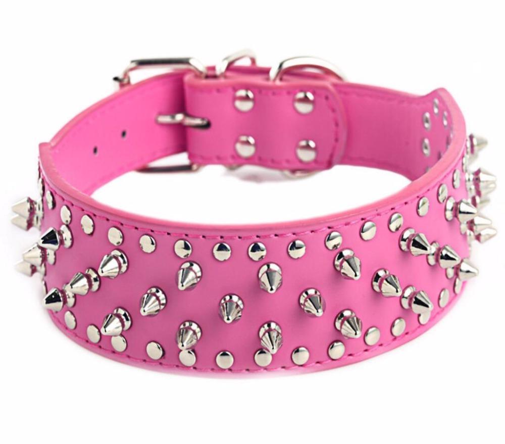 Spiked Large Dog Collar For Medium Large Breeds L-3XL Pitbull Mastiff Boxer PU Leather 4 Colors Big Dog Collar for Large Dog