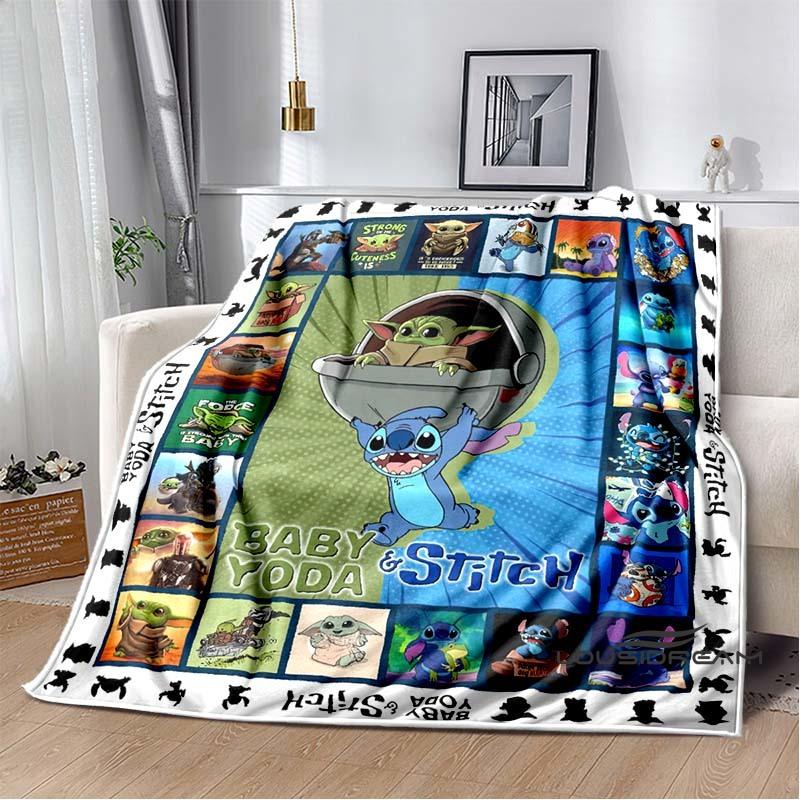 

Kawaii Yoda flannel blanket is soft and warm suitable for bedrooms living rooms bedside tables travel picnics and other 75x100cm