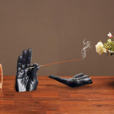 Hand Incense Stick Holder Ash Catcher Resin Gesture Incense Burner Home Office