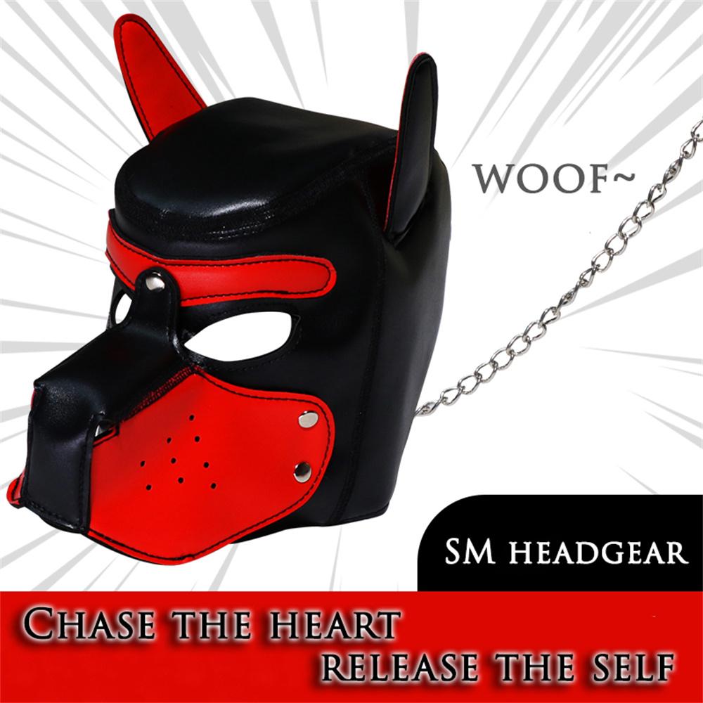 Bondage Hundehaube Maske Erwachsene Cosplay Spiel Abnehmbare Schnauze Sexy Fesseln Halloween Maske Sexspielzeug für Frauen Männer Paare