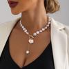 Simple Single-layer Baroque Imitation Flat Pearl Neck Chain Necklace, Cold Wind Fringed Sweater Chain