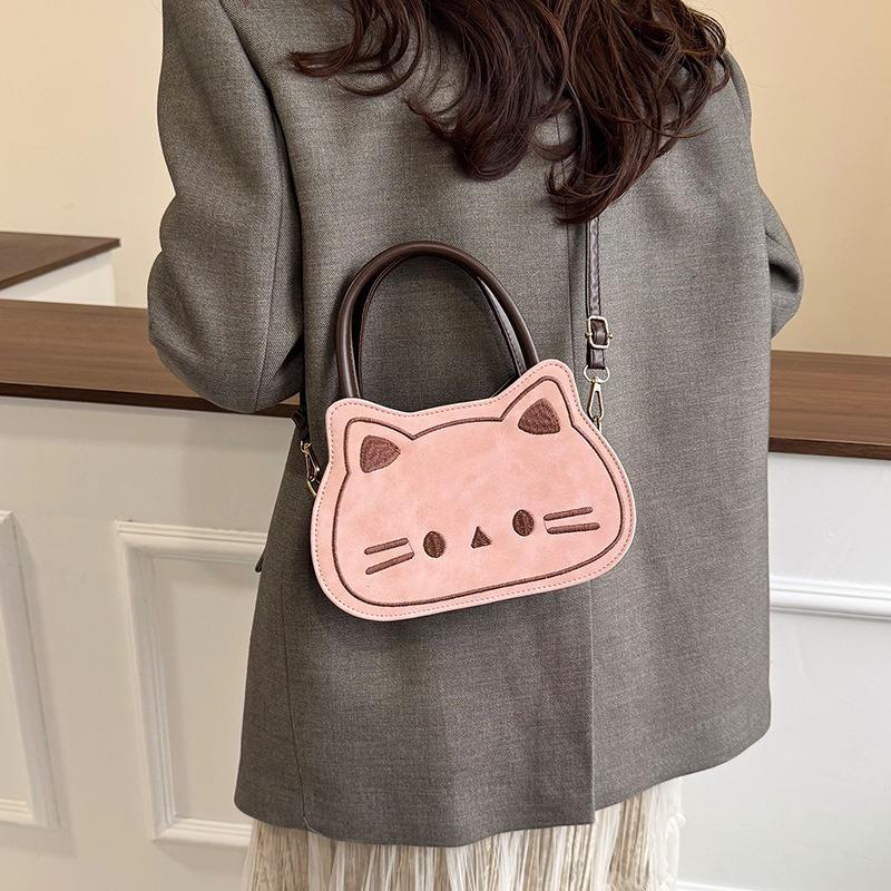 Cute and Cute Girl Contrasting Color Portable Small Bag New Fashionable Versatile Messenger Bag Cartoon Cat Small Bag