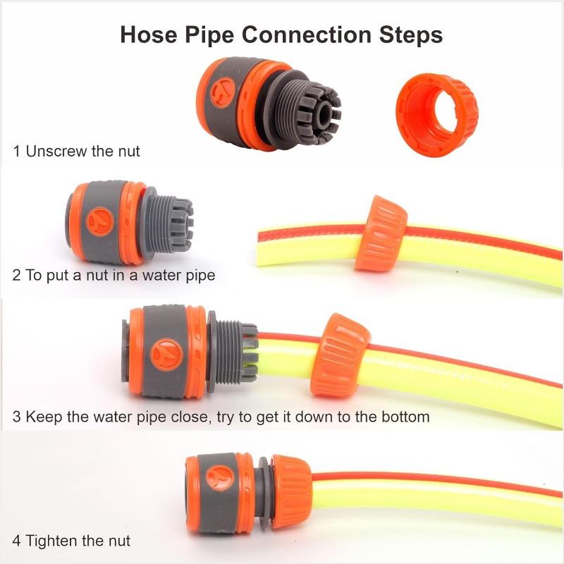 Garden Hose Connector and Accessories Set - Outside Faucet to Hose Adapter, 3/4" and 1/2" Dual Male Connectors