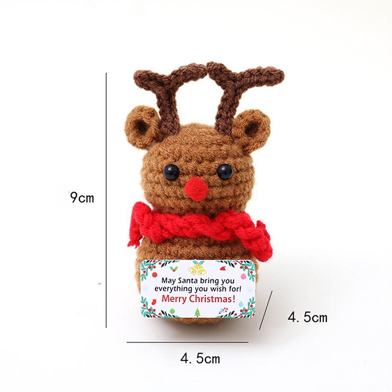 Cute Christmas Emotional Support Doll Fun Crochet Positive Energy Christmas Doll Handmade Knitte Doll Home Decor Festival Gift