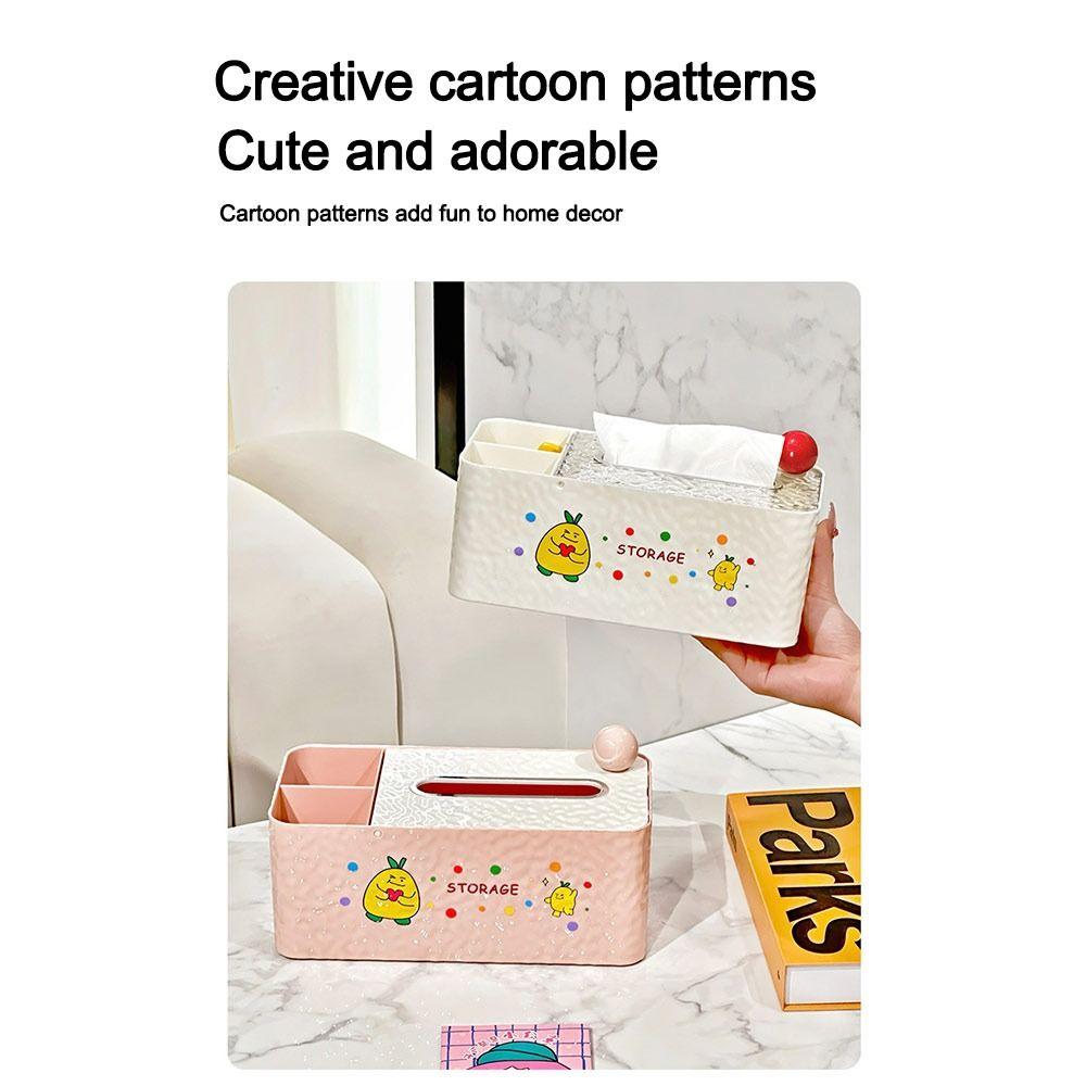 Multifunctional Tissue Box Cartoon Desktop Storage Box Cute Tissue Holder Home Office