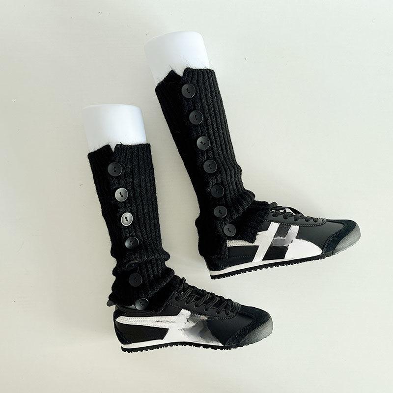 Autumn Winter Spice Girl Wool Knitted Leg Warmers Button Lace Slouchy Socks JK Calf Leg Warmers Spring Y2K