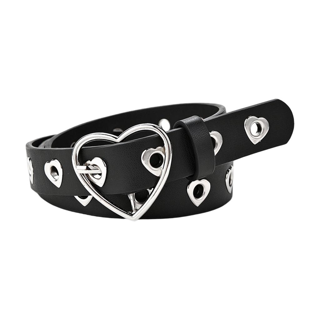 Buckle Decoration Belt Fashion Heart-Shaped Eyelet Hollow Girl Jeans Shorts Porous