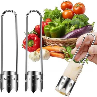2Pcs Pepper Corer Seed Remover Tool, Apple Corer Tool, Silver Stainless Steel, For Fruits & Vegetables