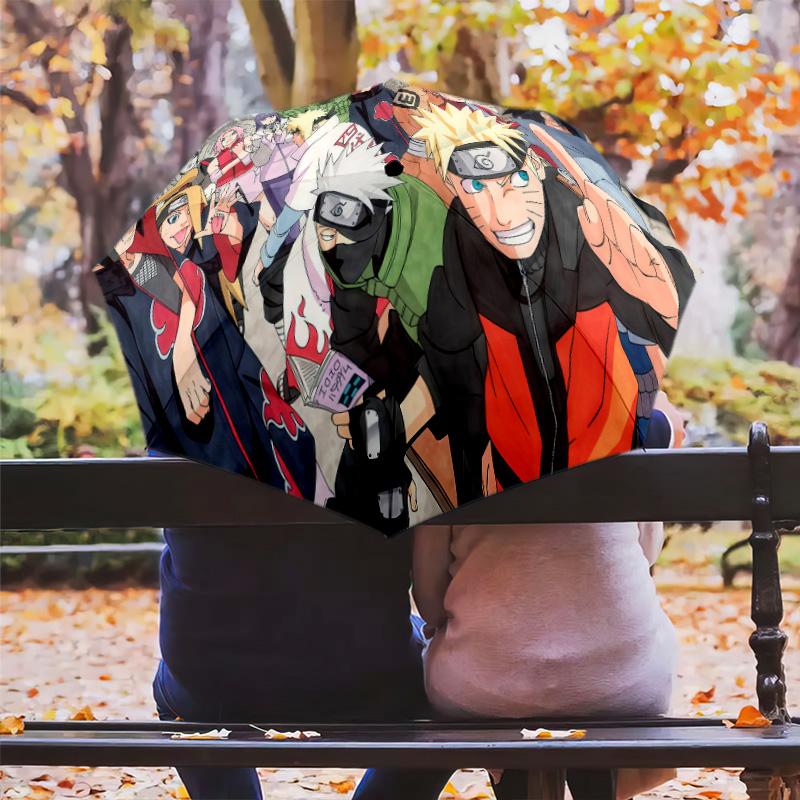 1 PC Automatic Folding Umbrella - Naruto Team Battle Pattern Portable Foldable Design With 8 Ribs Christmas Birthday Gifts