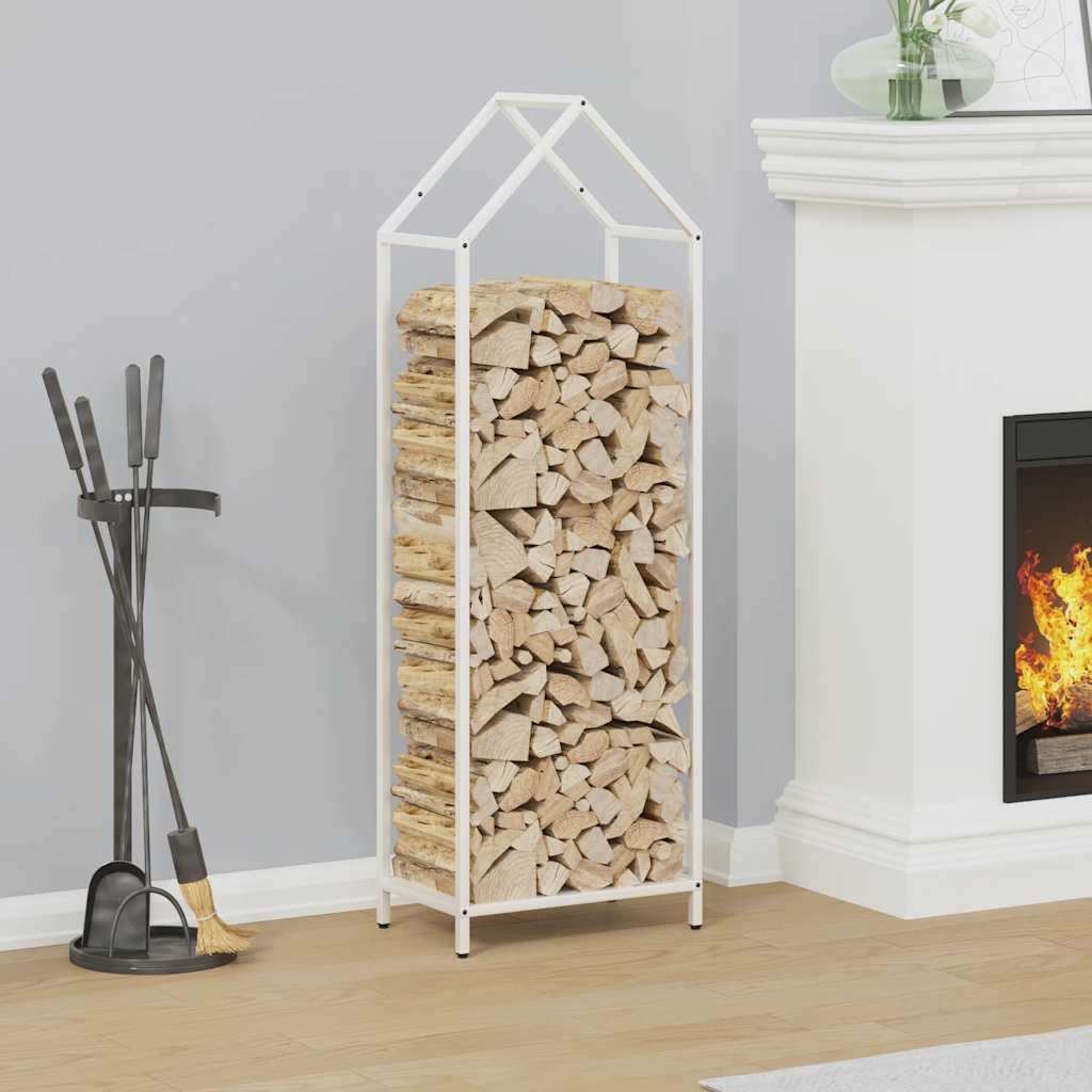 Firewood Rack White 40 x 25 x 120 cm Cold Rolled Steel