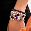 5Pieces Pumpkin Skull Bat Bracelets for Halloween Jewelry Beaded Handchain Personalized Bracelet Set for Women Girl Teen