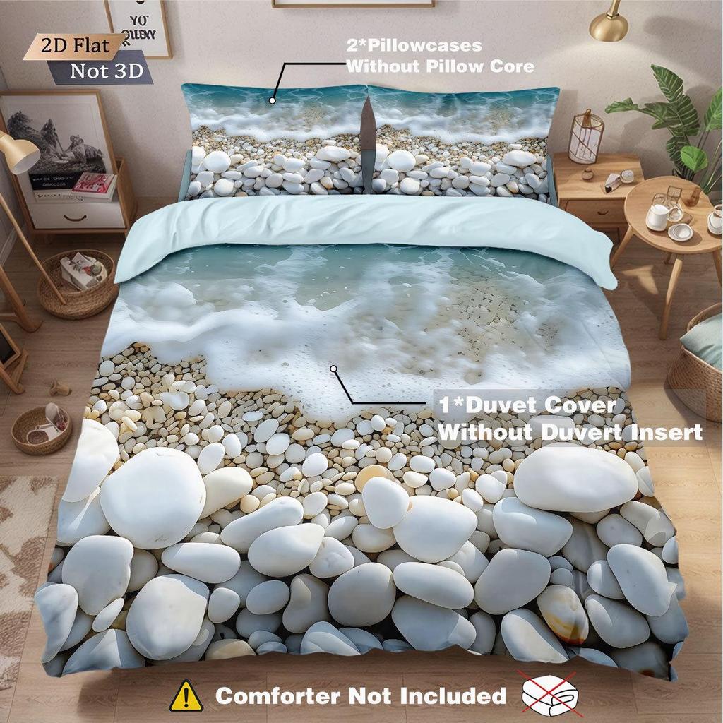TEMU Starfish Shell Beach Ocean 3-Piece Duvet Cover Set