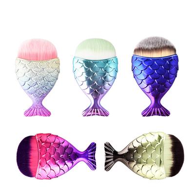 Brochas bonitas de sirena/concha para colorete, base en polvo, contorno de pescado, moda, herramienta cosmética para mezclar, brocha para base